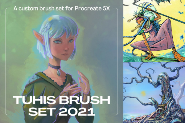 3481 彩铅水墨中国风卡通动画Procreate画笔笔刷 Tuhis Brush Set 2021