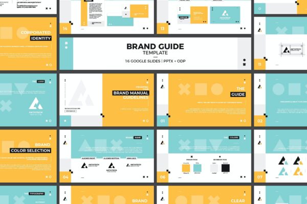 3841 创意品牌VI设计LOGO提案排版PPT模板 Google Slides Brand Guidelines TemplateGOOODME.COM