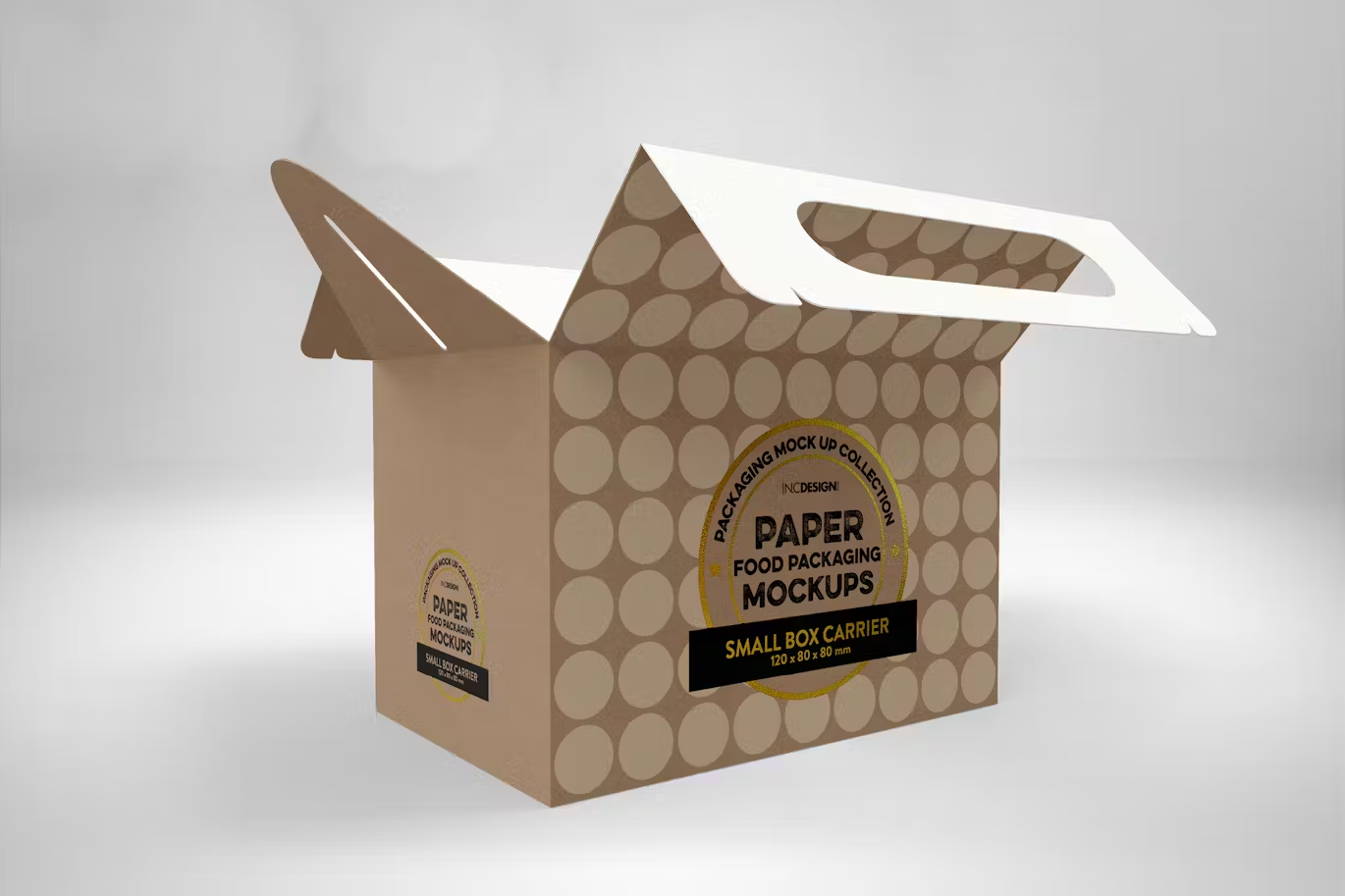 5900 简约小蛋糕盒承载包装模型样机-Small Cake Box Carrier Packaging Mockup